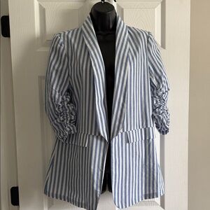 Striped Blue & White Women's Blazer Jacket